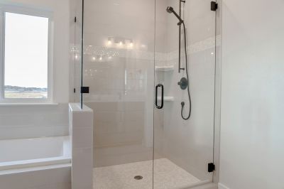 Glass Shower with Matte Black Hardware